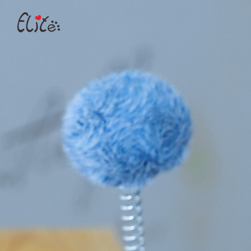 Elite cat scratcher with frame and pop-pom toy. One of these simple and essential toys for your cat. Blue pop pom feature shown