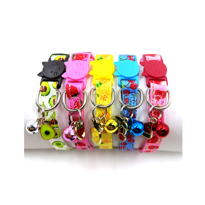 Pet Print Bell Cat Collar Cat Strap - cute cat lock and bell