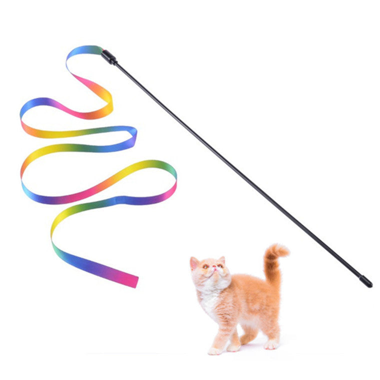 Double-sided rainbow cat ribbon toy. The simple ribbon toy for your cat. An oldie but goodie.