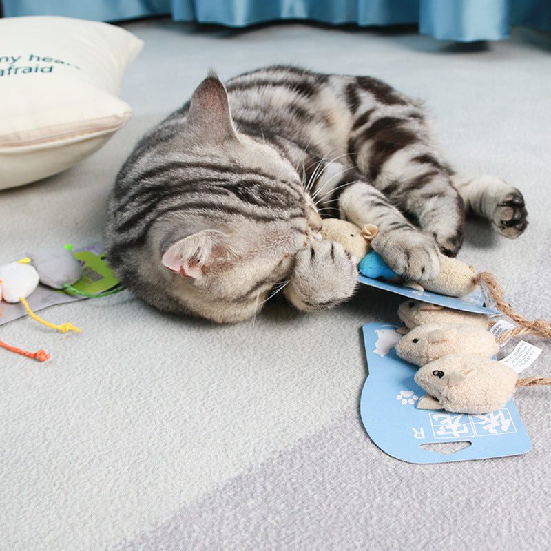 Simulation mouse trio of cat toys. Great value for money and cats love it!  Three mouse rice + blue, three mouse rice, three mouse three colors, three mouse coffee colors, three mice deep gray, three mice mixed, three mouse rice cof color, three - only mouse light gray. 