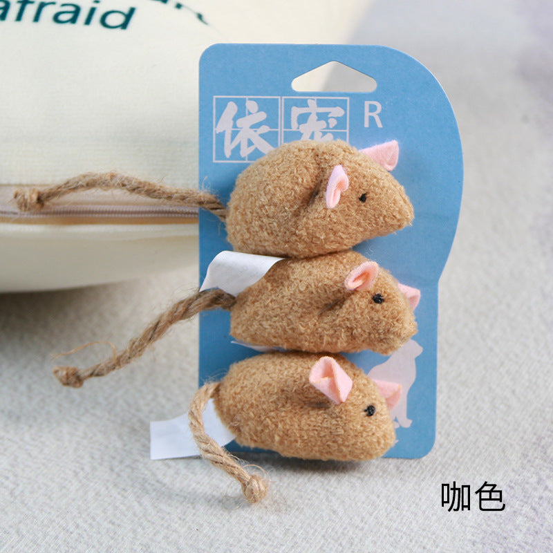 Simulation mouse trio of cat toys. Great value for money and cats love it!  Three mouse rice + blue, three mouse rice, three mouse three colors, three mouse coffee colors, three mice deep gray, three mice mixed, three mouse rice cof color, three - only mouse light gray.  Brown mice