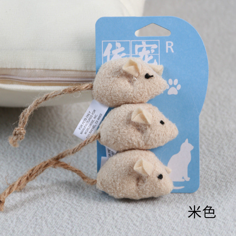 Simulation mouse trio of cat toys. Great value for money and cats love it!  Three mouse rice + blue, three mouse rice, three mouse three colors, three mouse coffee colors, three mice deep gray, three mice mixed, three mouse rice cof color, three - only mouse light gray.  All Beige mice