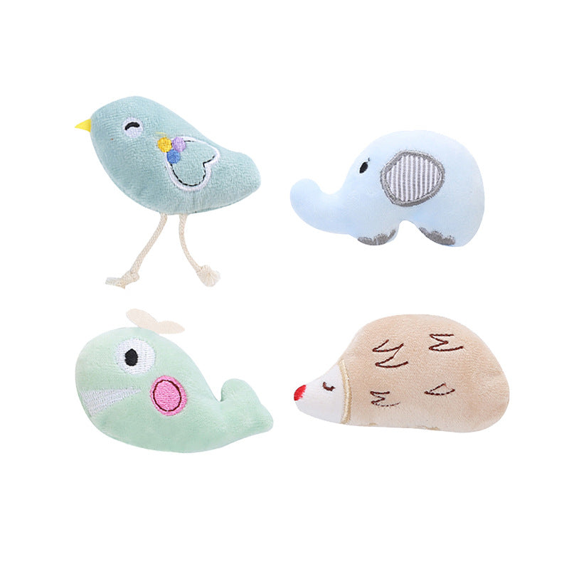 Plush + cat mint cat toy Featuring birds, elephants, whales, hedgehogs cat toy  