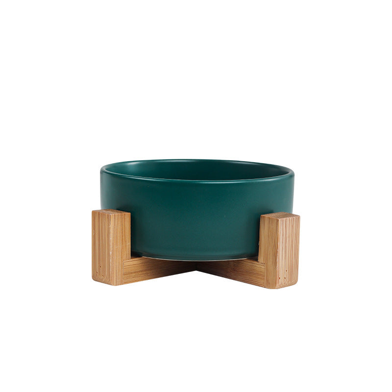 Elegant quality made pet bowls (cat or dog), single or double. Pet safe plasic. elegant wooden frame, easy to clean and to fill up. Does not cause whisker fatigue (not too narrow). Optional wooden frame to support. Dark green colour shown with the wooden frame