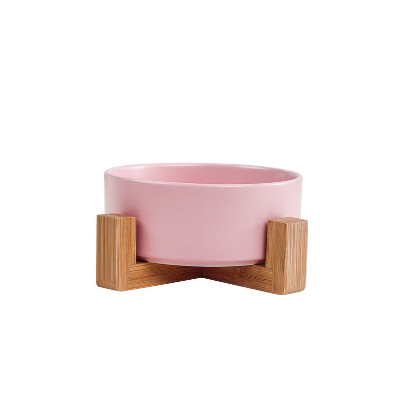 Elegant quality made pet bowls (cat or dog), single or double. Pet safe plasic. elegant wooden frame, easy to clean and to fill up. Does not cause whisker fatigue (not too narrow). Optional wooden frame to support. Pink colour shown with the wooden frame