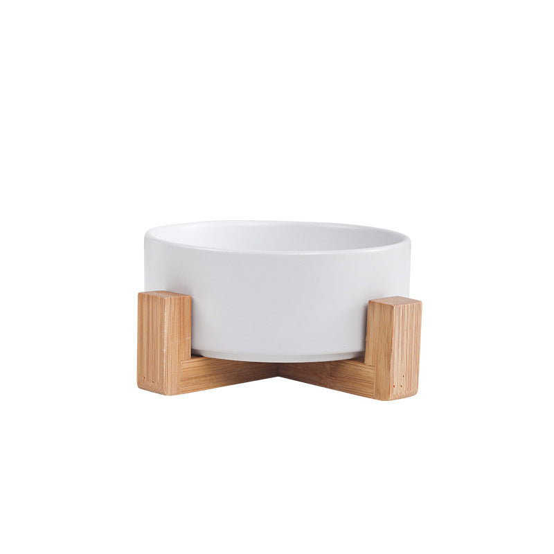 Elegant quality made pet bowls (cat or dog), single or double. Pet safe plasic. elegant wooden frame, easy to clean and to fill up. Does not cause whisker fatigue (not too narrow). Optional wooden frame to support. White colour shown with the wooden frame