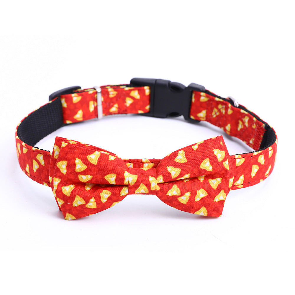 Luxury chic collar with bow, accessories for cats and dogs. Red colour shown