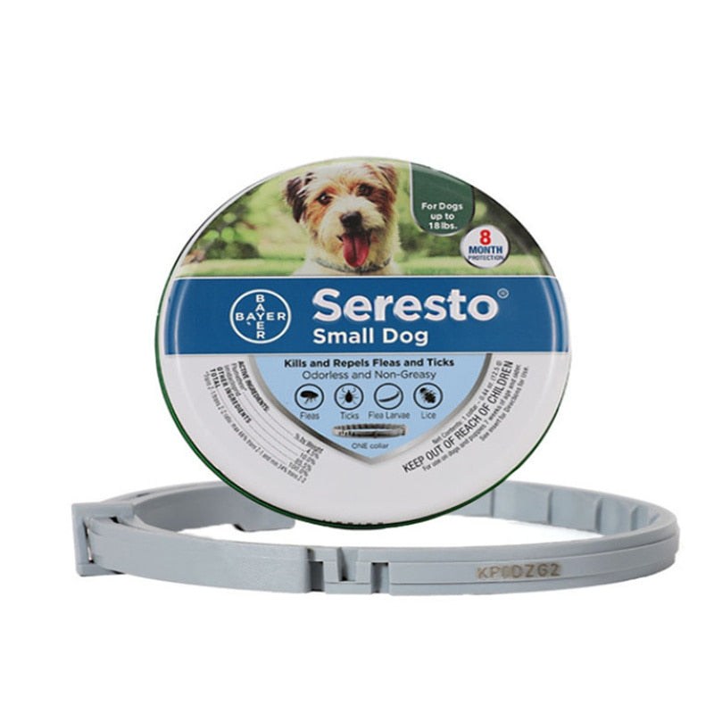 Seresto is a unique flea and tick collar for cats and dogs. The innovative collar is probably the longest lasting protection against fleas and ticks. This formula treats and prevents flea infestations for up to 8 months. Plus, it repels and controls paralysis ticks for 8 months.