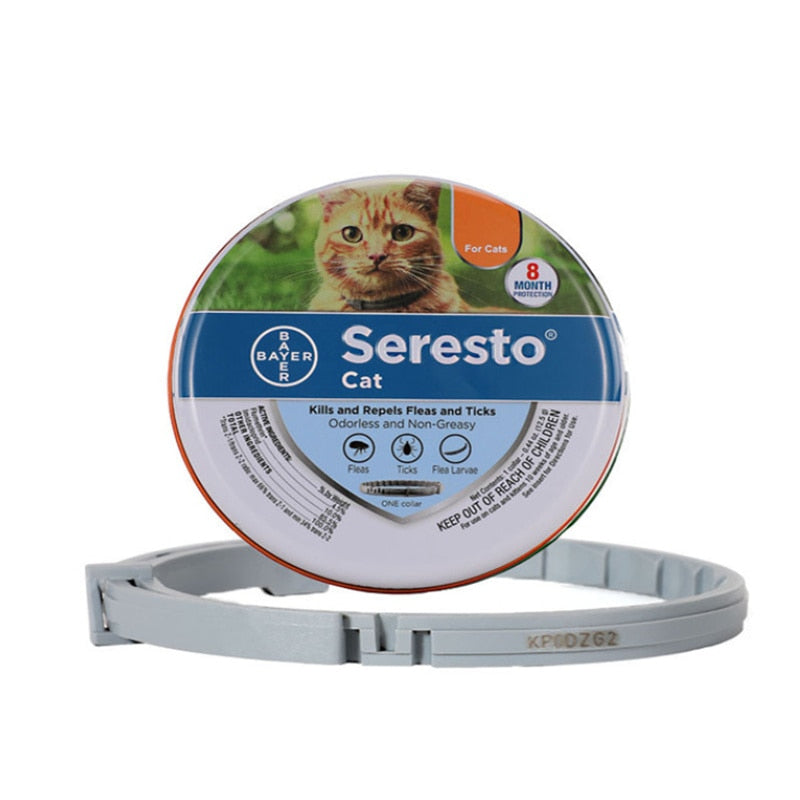 Seresto is a unique flea and tick collar for cats and dogs. The innovative collar is probably the longest lasting protection against fleas and ticks. This formula treats and prevents flea infestations for up to 8 months. Plus, it repels and controls paralysis ticks for 8 months.