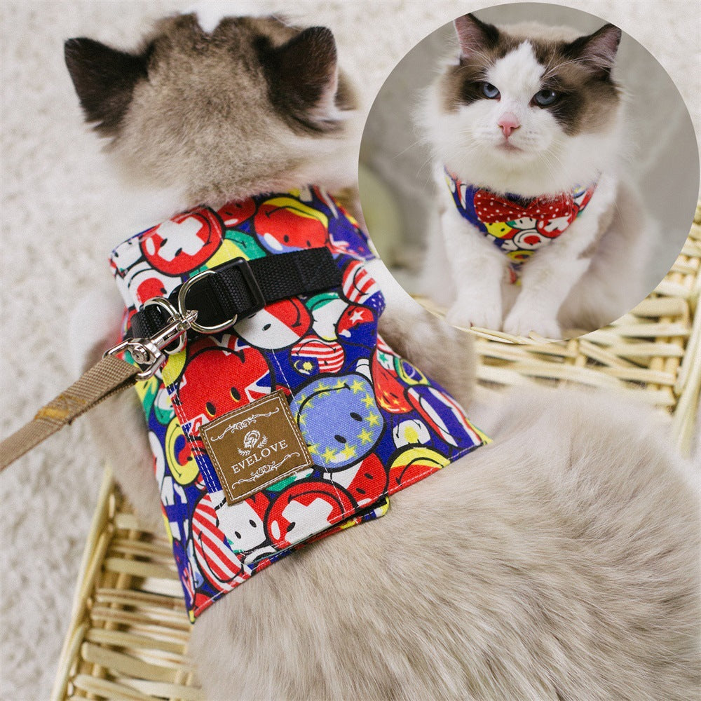 Pink Cat Harness Polkadot design, cute appearance loved by cat owners all over the world (may also suit small dog)