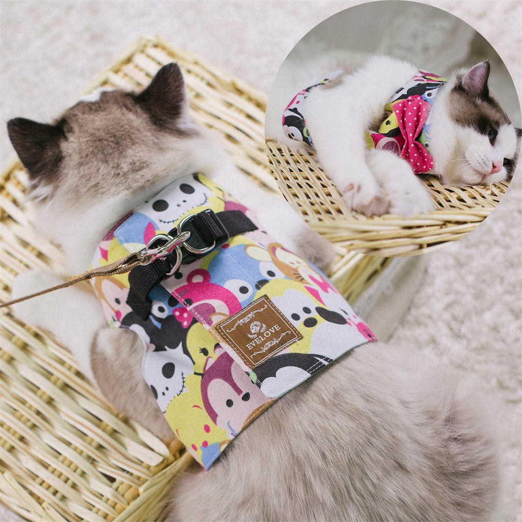 Pink Cat Harness Polkadot design, cute appearance loved by cat owners all over the world (may also suit small dog)