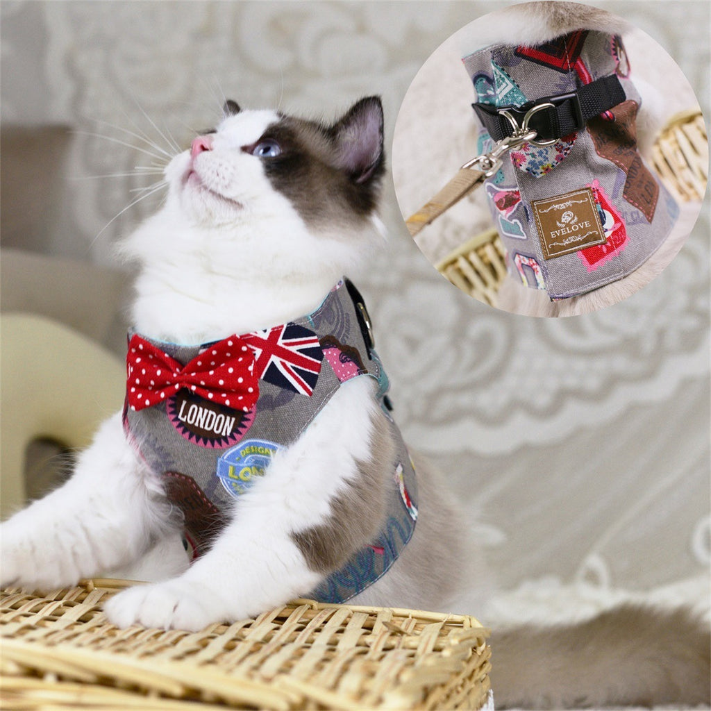 Pink Cat Harness Polkadot design, cute appearance loved by cat owners all over the world (may also suit small dog)