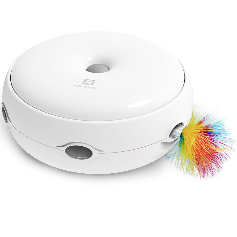 Electric and automatic catch-a-mouse toy for cats - you can watch your cat having fun with this toy. Spinning turntable with feather. Needs 4 AA batteries to operate. You can buy extra 3 feathers separately (see picture below). Feather is shown in high resolution.