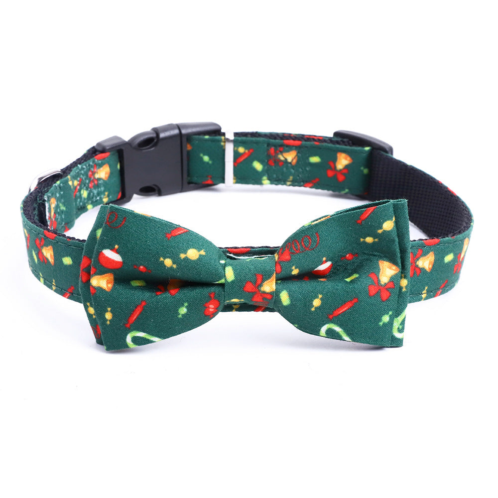 Luxury chic collar with bow, accessories for cats and dogs - GREEN