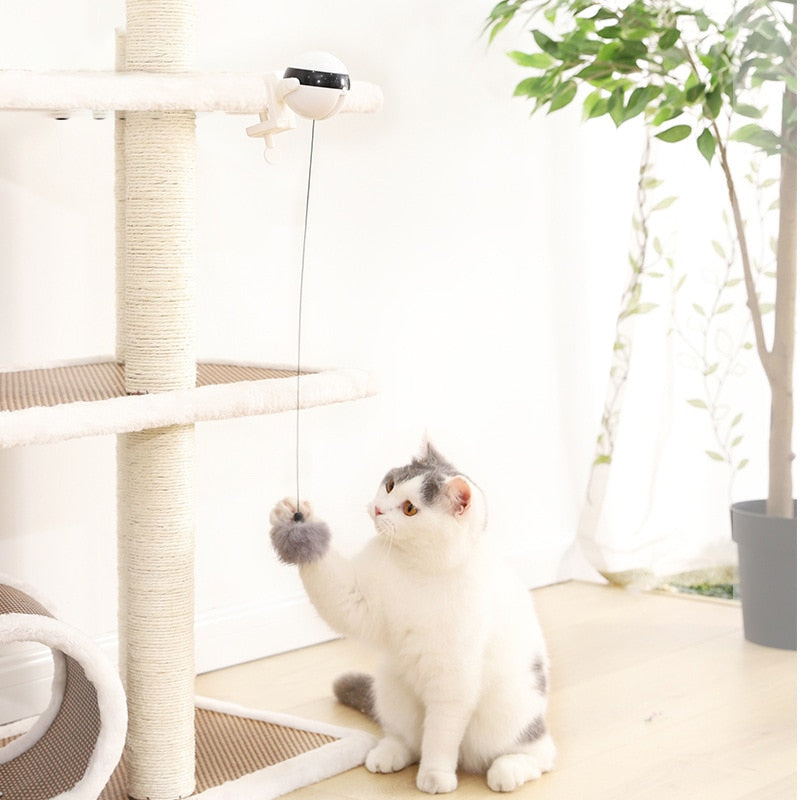 Keeps Your Cat Happy and Healthy!  Surely a toy that every cat dreams of - a ball on a string that bounces by itself!  This cool-looking toy will keep your cat active, healthy, and playful! Having a toy like this around for our little friends will make sure they're never bored! 