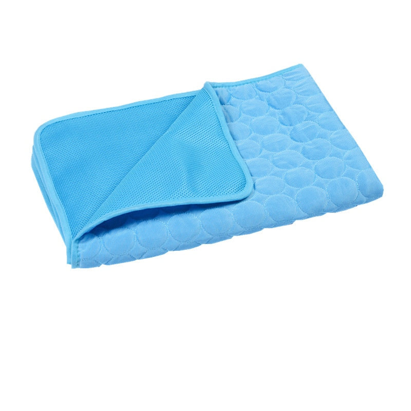 Cat or Dog Pets Cooling Mat - for hot summer days. A cat cooling mat can provide a number of benefits for cats on a hot day. Blue colour, folds well into storage