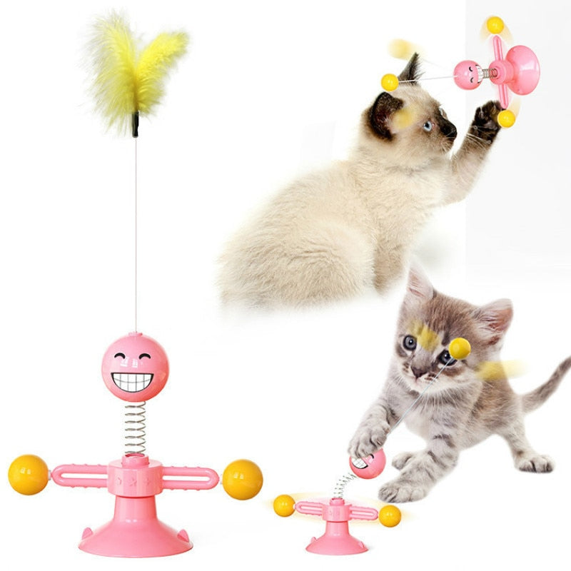 Interactive cat toy, rotating with feathers, crazy! Your cat won't think of anything else!