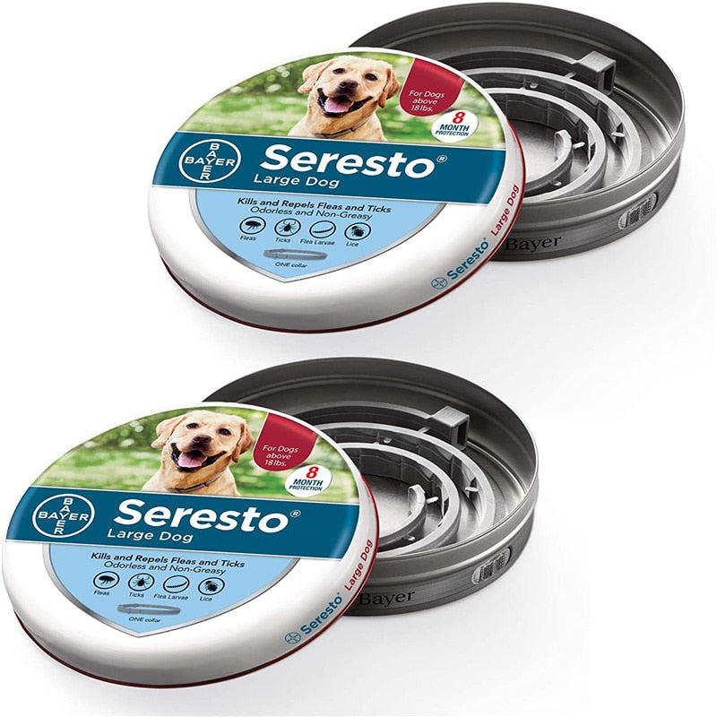 Seresto is a unique flea and tick collar for cats and dogs. The innovative collar is probably the longest lasting protection against fleas and ticks. This formula treats and prevents flea infestations for up to 8 months. Plus, it repels and controls paralysis ticks for 8 months.