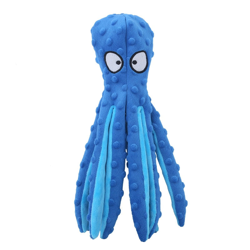 8 Legs Octopus Soft Stuffed Plush Cat or Dog Toy. Interactive game with your cat or puppy. Be surprised at cat's reaction to the sound the toy makes! Blue