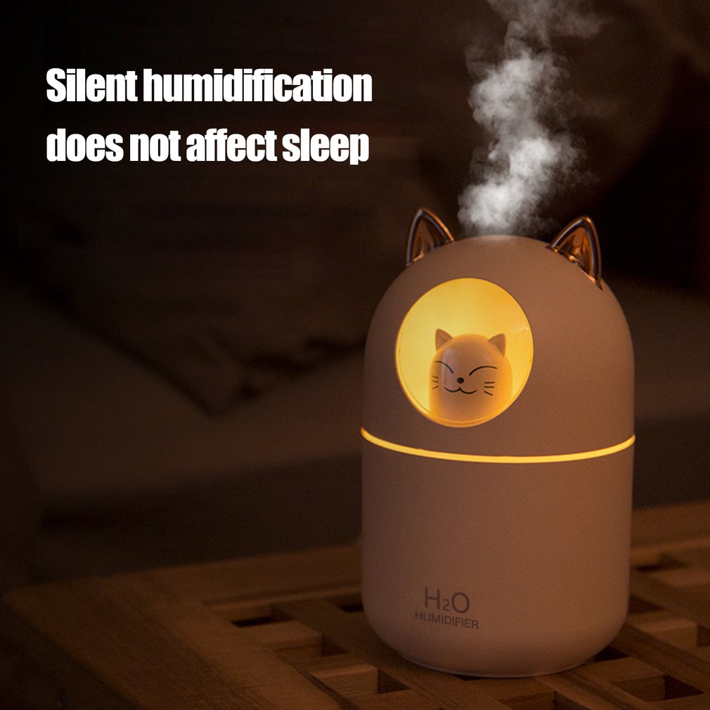 Great night light for young children scared of the dark at bedtime, the colorful lighting creates a nice ambiancewit this LED Light Cartoon Cat Humidifier   Good for your health - Effectively improve indoor air condition. This cool mist humidifier can soften and moisten dry and chapped skin in winter.