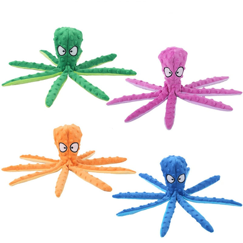 8 Legs Octopus Soft Stuffed Plush Cat or Dog Toy. Interactive game with your cat or puppy. Be surprised at cat's reaction to the sound the toy makes!