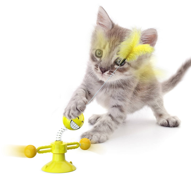 Interactive cat toy, rotating with feathers, crazy! Your cat won't think of anything else!