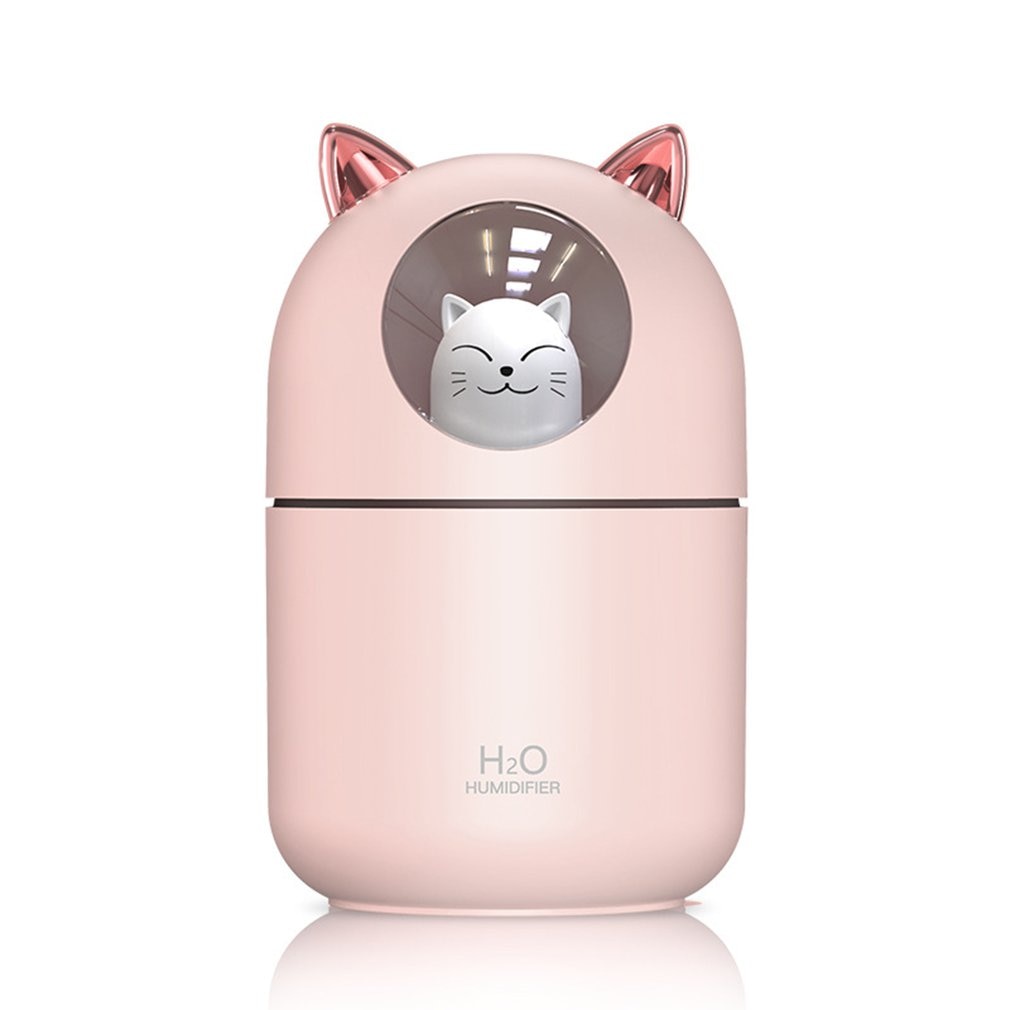 PINK Model Humidifier - Great night light for young children scared of the dark at bedtime, the colorful lighting creates a nice ambiancewit this LED Light Cartoon Cat Humidifier   Good for your health - Effectively improve indoor air condition. This cool mist humidifier can soften and moisten dry and chapped skin in winter.