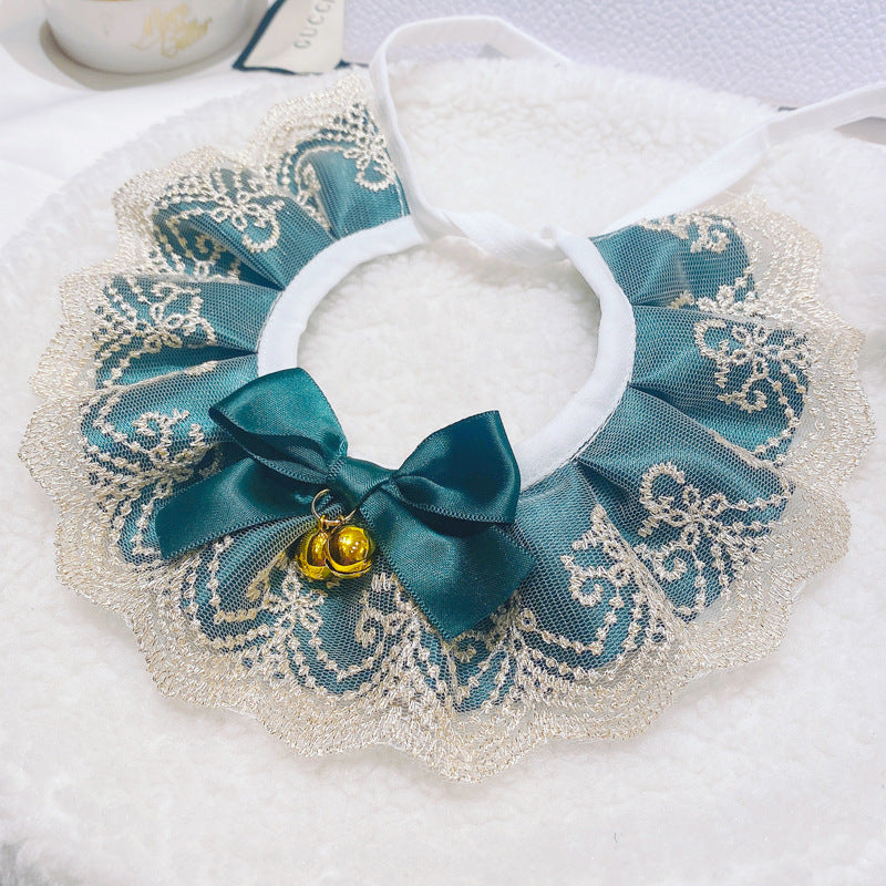 Fairy cute cat collar, to be used as a dress-up/costume accessory. Beige  and greenlace