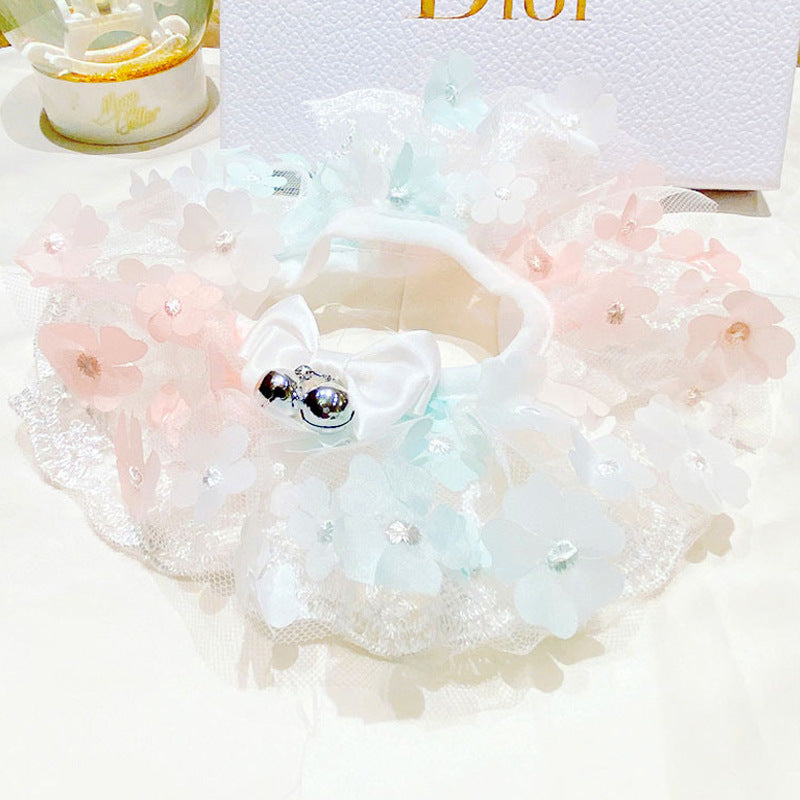 Fairy cute cat collar, to be used as a dress-up/costume accessory. Beige and white lace