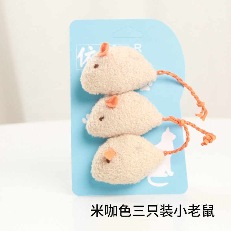 Simulation mouse trio of cat toys. Great value for money and cats love it!  Three mouse rice + blue, three mouse rice, three mouse three colors, three mouse coffee colors, three mice deep gray, three mice mixed, three mouse rice cof color, three - only mouse light gray.  Beige.