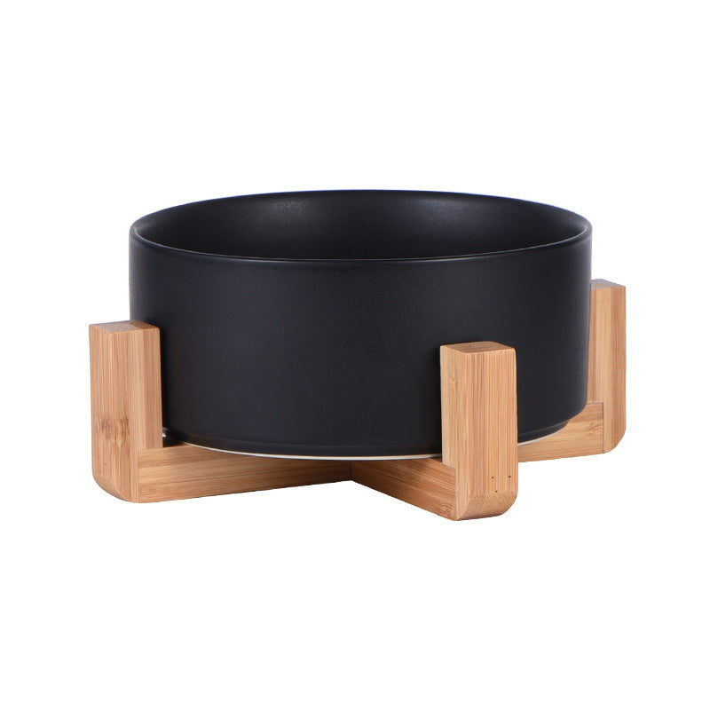 Elegant quality made pet bowls (cat or dog), single or double. Pet safe plasic. elegant wooden frame, easy to clean and to fill up. Does not cause whisker fatigue (not too narrow). Optional wooden frame to support. Black colour shown with the wooden frame