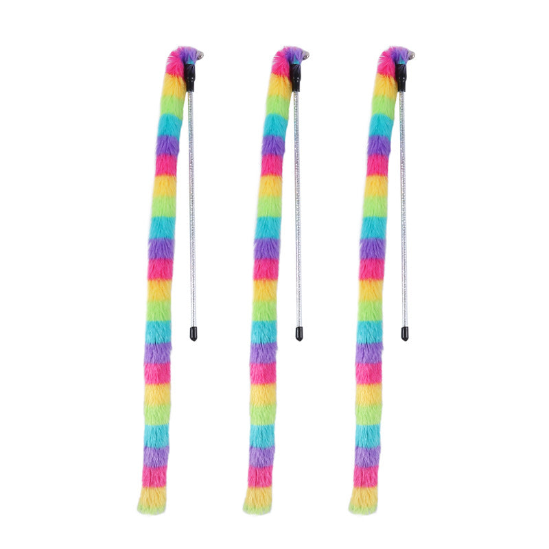 Rainbow Interactive cat toy with bells and a super long rod. Cat love these cat teaser toys, they are fun activity for your cat that gives them much needed exercise and stimulation.