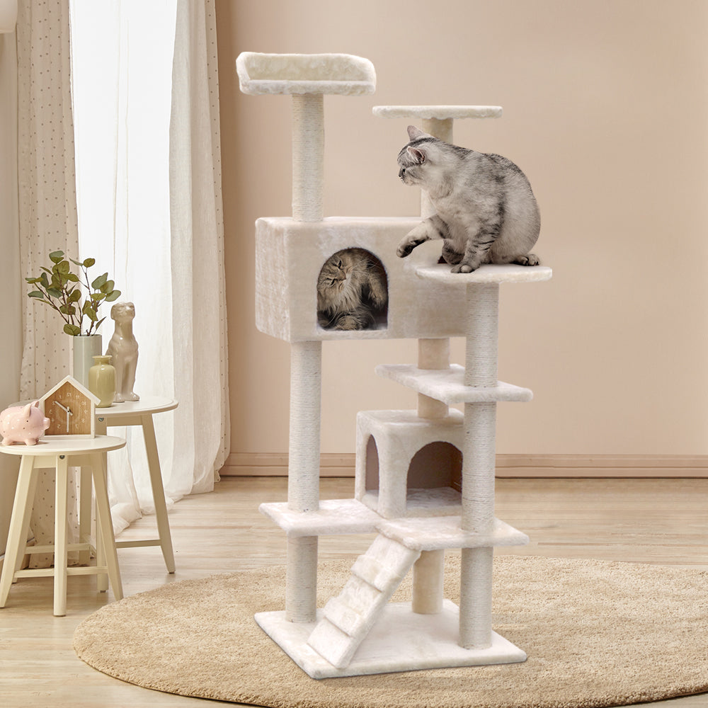 i.Pet Cat Tree 134cm Trees Scratching Post Scratcher Tower Condo House Furniture Wood Beige - an absolutely wonderful cat tree