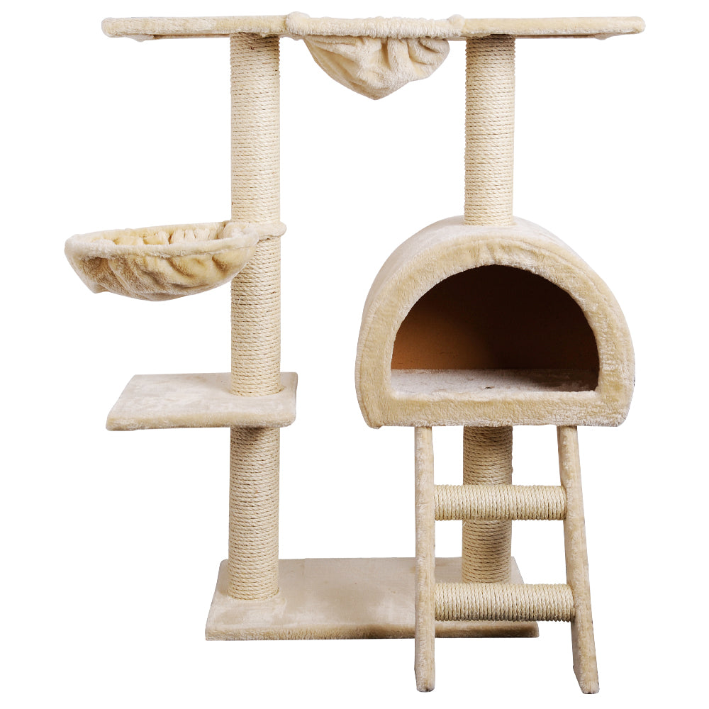 i.Pet Cat Tree Trees Scratching Post, Scratcher Condo, Tower House and Bed Beige, 100cm