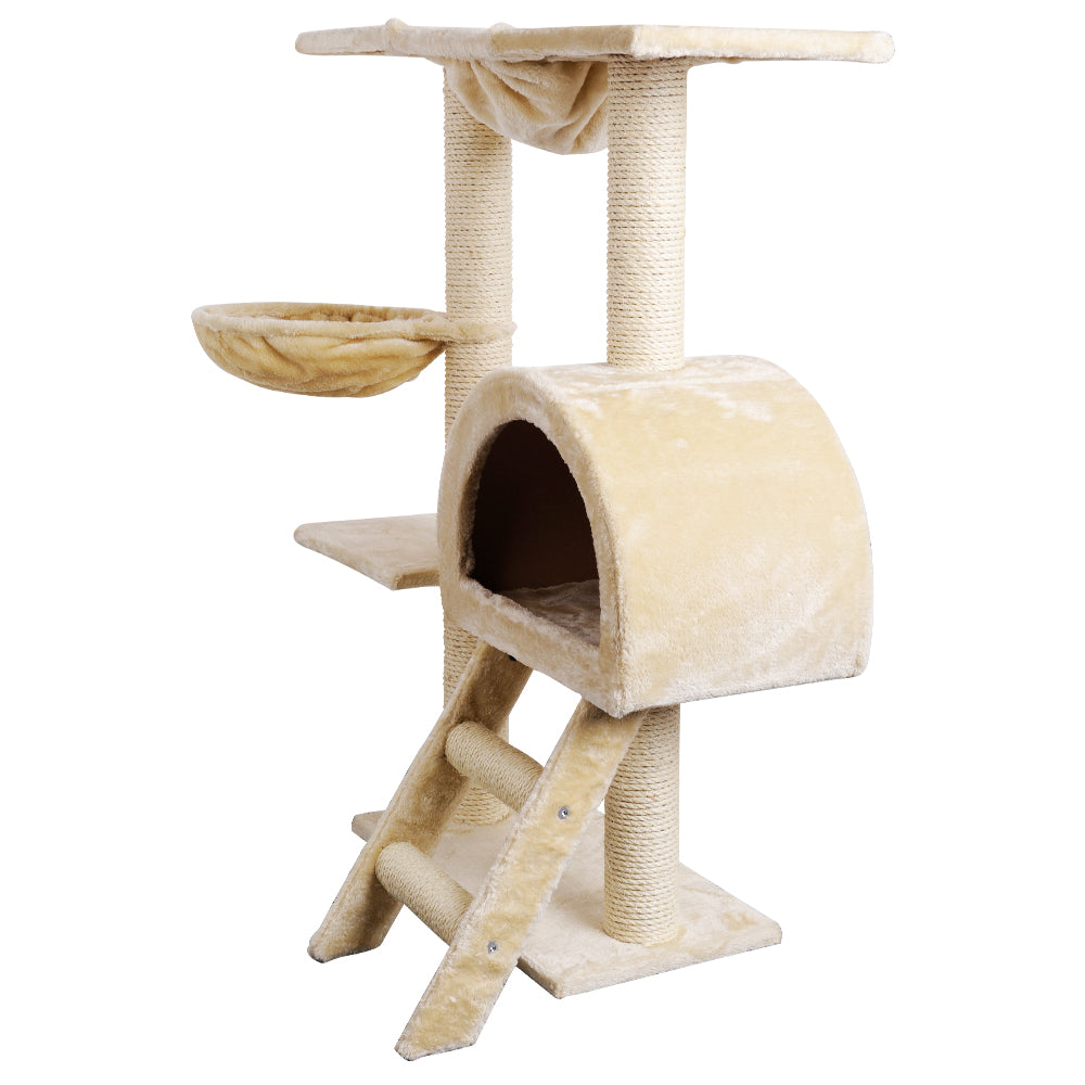 i.Pet Cat Tree Trees Scratching Post, Scratcher Condo, Tower House and Bed Beige, 100cm