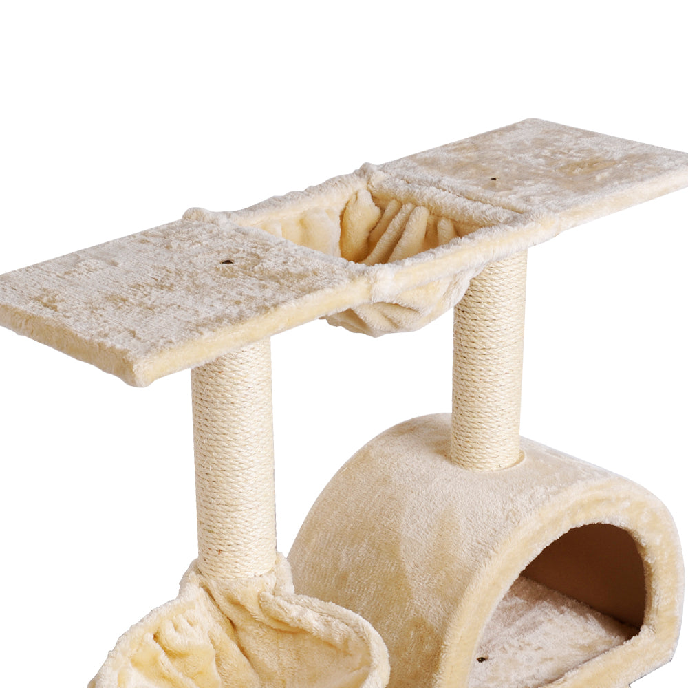 i.Pet Cat Tree Trees Scratching Post, Scratcher Condo, Tower House and Bed Beige, 100cm Soft washable fabric