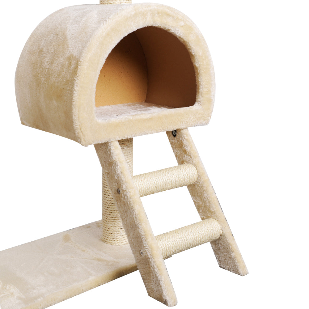 i.Pet Cat Tree Trees Scratching Post, Scratcher Condo, Tower House and Bed Beige, 100cm Soft washable fabric