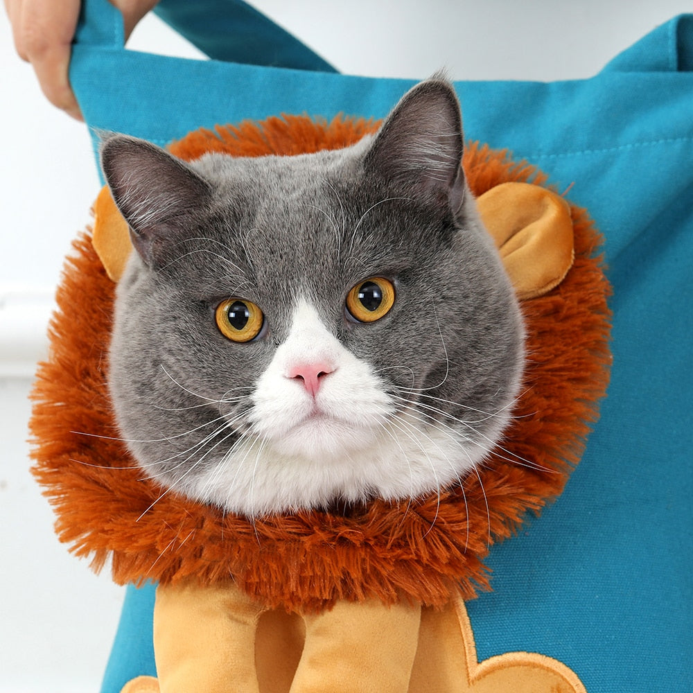 Soft Pet Carriers Lion Design Portable Breathable Bag Cat Dog Carrier Bags Outgoing Travel Pets Handbag With Safety Zippers