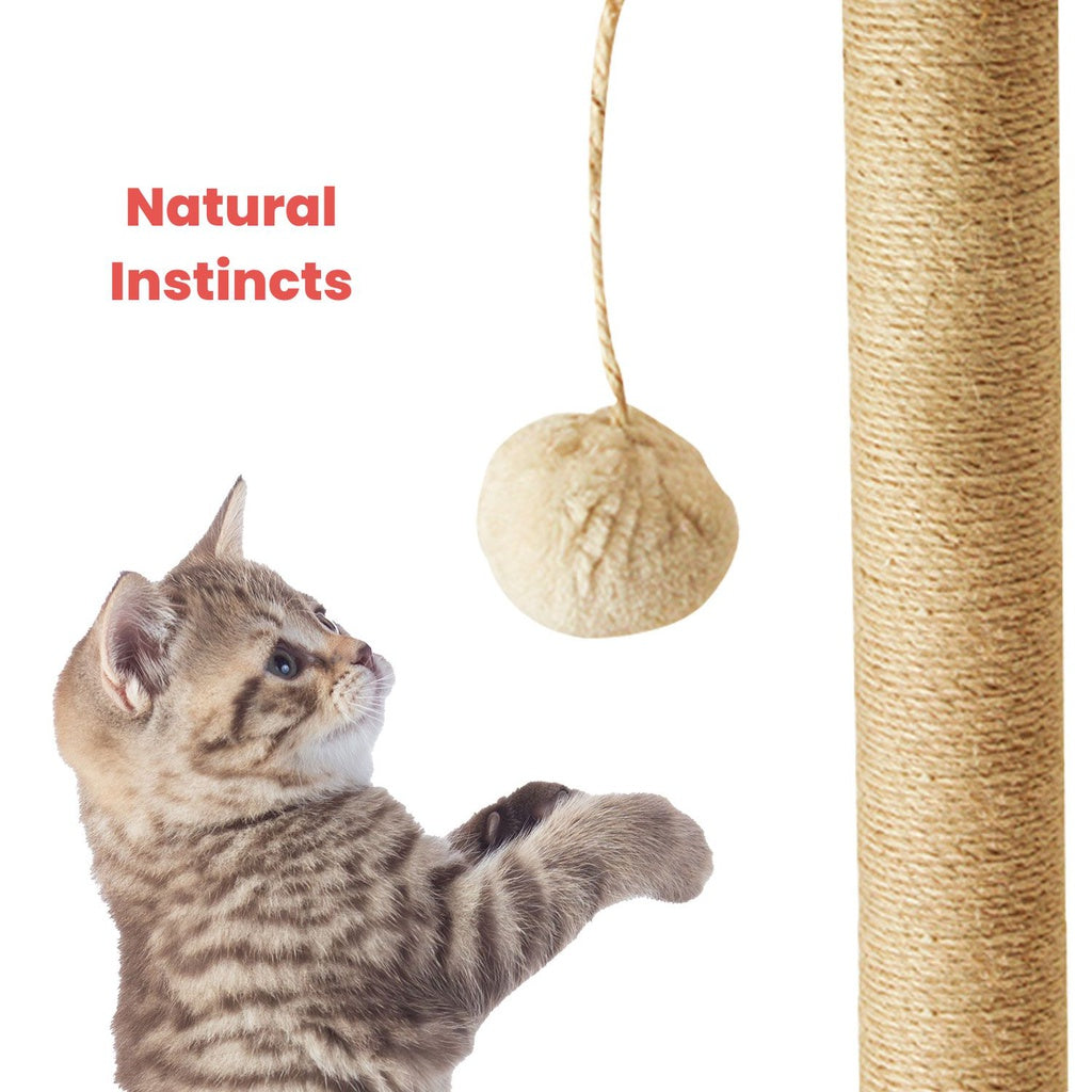 Floofi 130cm Wooden Cat Tree  FEATURES Sturdy and Safe: Stability is always the priority, thanks to the 6.5cm diameter posts and anti-toppling design, this innovative and professional cat tower provides the cat activities with enough stability (best placed against a wall), will be a great - follow natural instincts