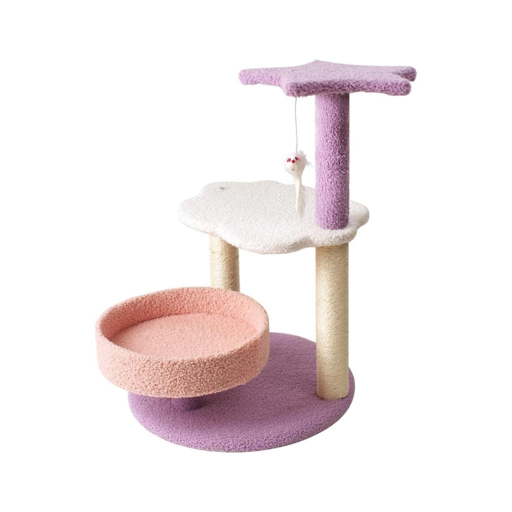 Floofi 61cm Galaxy Plush Scratching Post Cat Tree Pink Purple FI-CT-14 ...