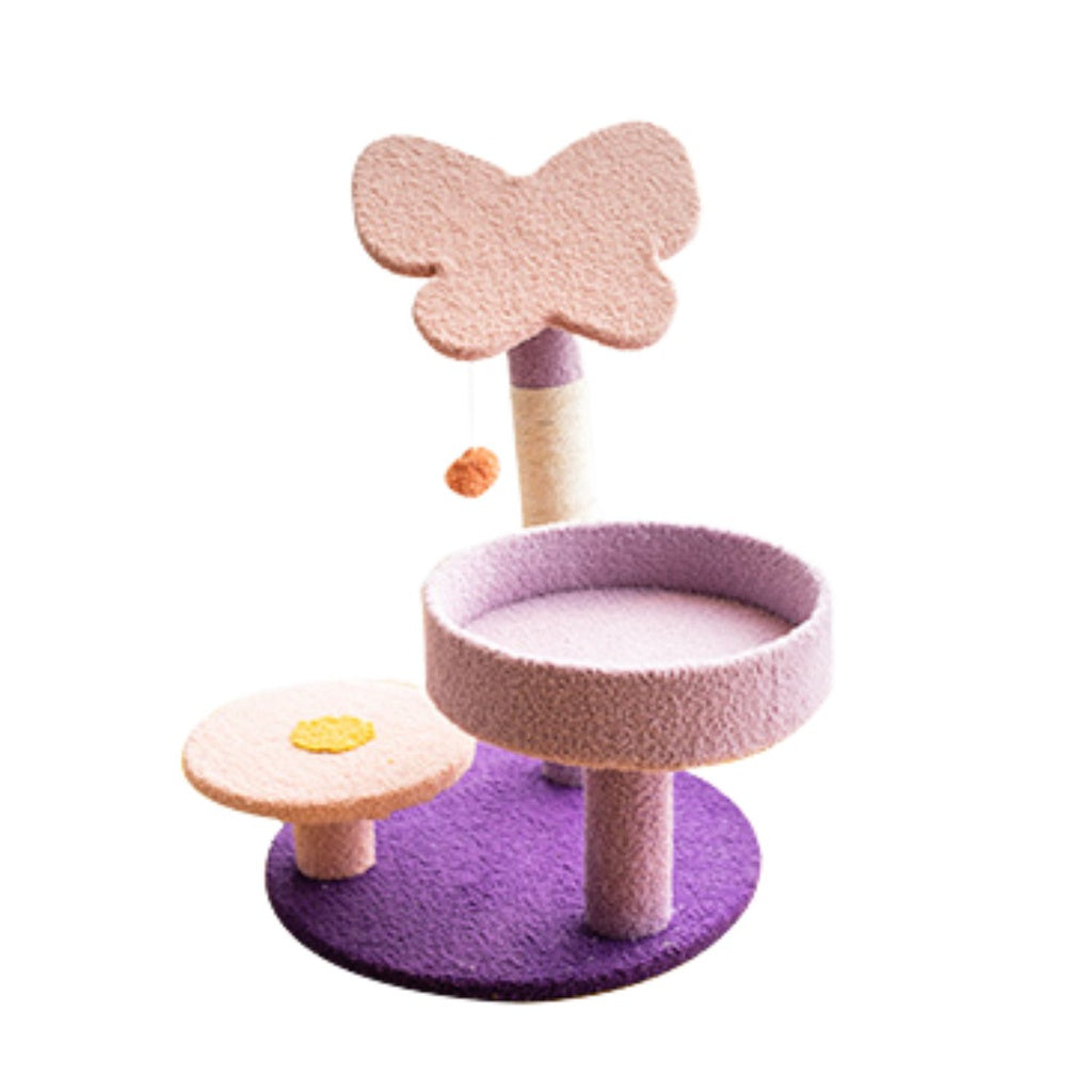 Floofi 86cm Butterfly Plush Scratching Post Cat Tree Pink Purple  FEATURES Amazing Quality: Made from high-quality particle board and natural sisal. The entire structure is covered with plush material Reliable: It is made of highly durable particle board with plush covering. Built with the quality so fine it can easily withstand your cat's abrupt movements.