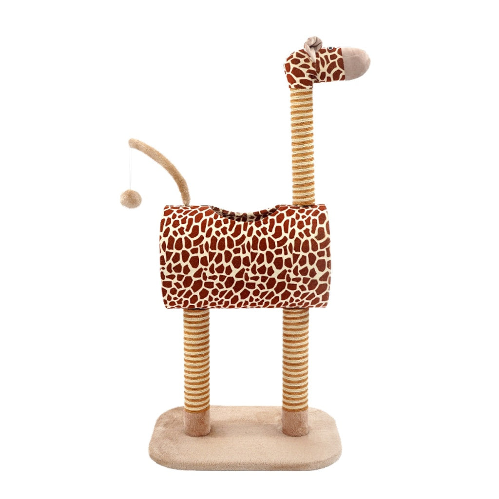 Giraffe Cat Tree Giraffe  - Scratching Post Cat Tree Pet Scratcher Tower Condo Furniture Bed House  OVERVIEW  This unique Giraffe styled cat home is perfect for your little furry friend. Not only does it look nice and decorative, but it is soft and cozy all over, your kitten will love you for it! The legs and neck are all made from 'Rattan Mat' which cats love for scratching (saving your furniture). 