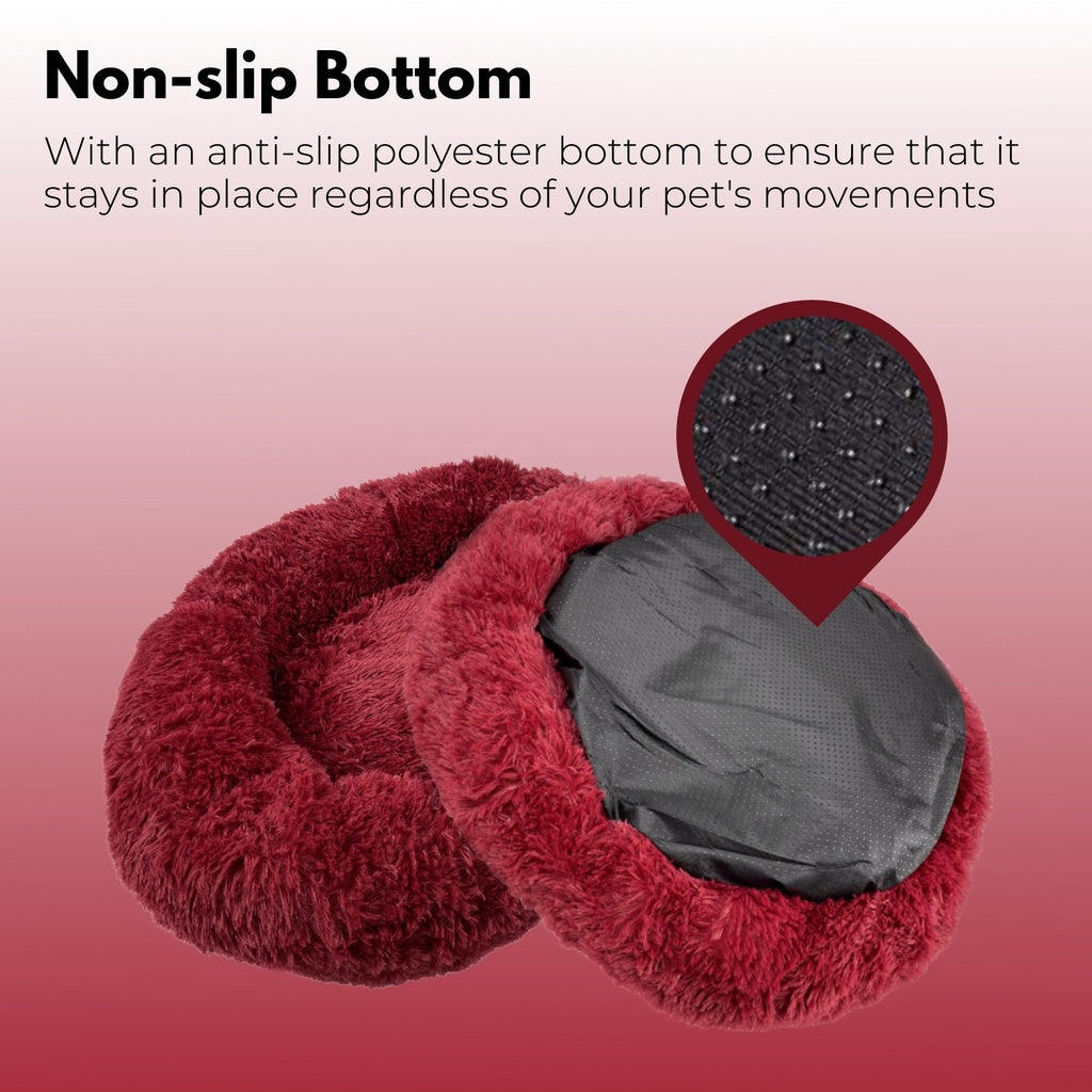 Pet Bed Dog Cat Soft Comfy Plush 60cm /70cm /80cm Calming Sleeping Warm & Comfy Bed - non-slip bottom