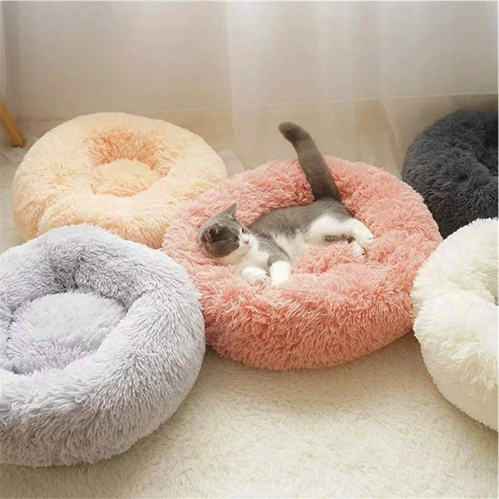 Pet Bed Dog Cat Soft Comfy Plush 60cm /70cm /80cm Calming Sleeping Warm & Comfy Bed