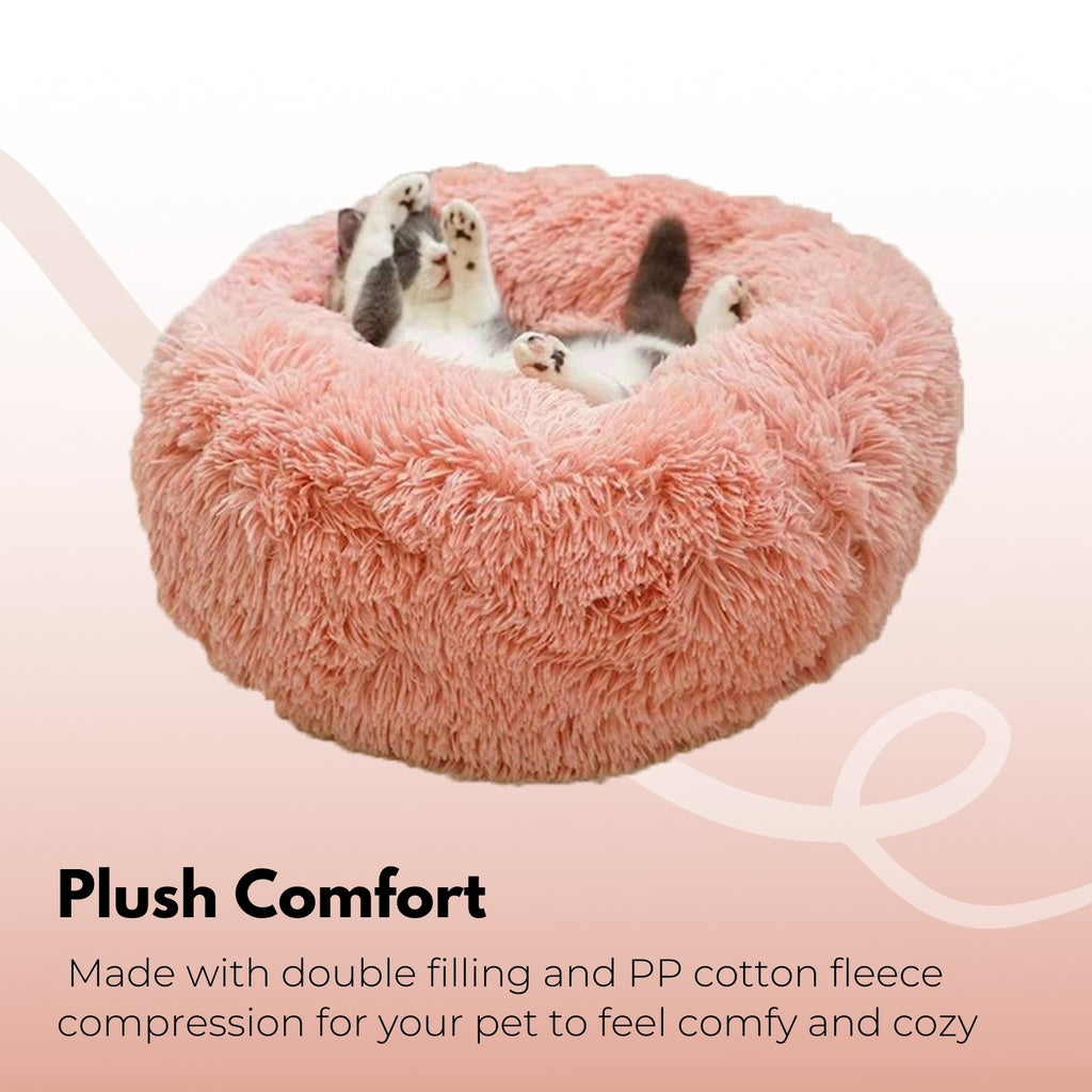 Pet Bed Dog Cat Soft Comfy Plush 60cm /70cm /80cm Calming Sleeping Warm & Comfy Bed