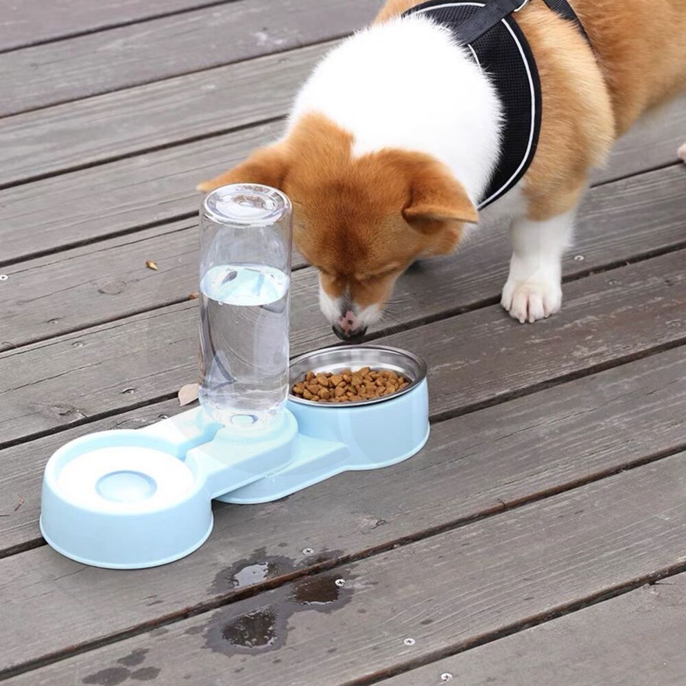 Automatic Pet Feeder Drinking Bowl Water Dispenser 2 in 1 for Cat or Dog 750ml 250g - Blue FEATURES Save Space: You can always choose to angle the feeder horizontally at either 180° or 90° to fit seamlessly into the corners of the room. ade from durable materials