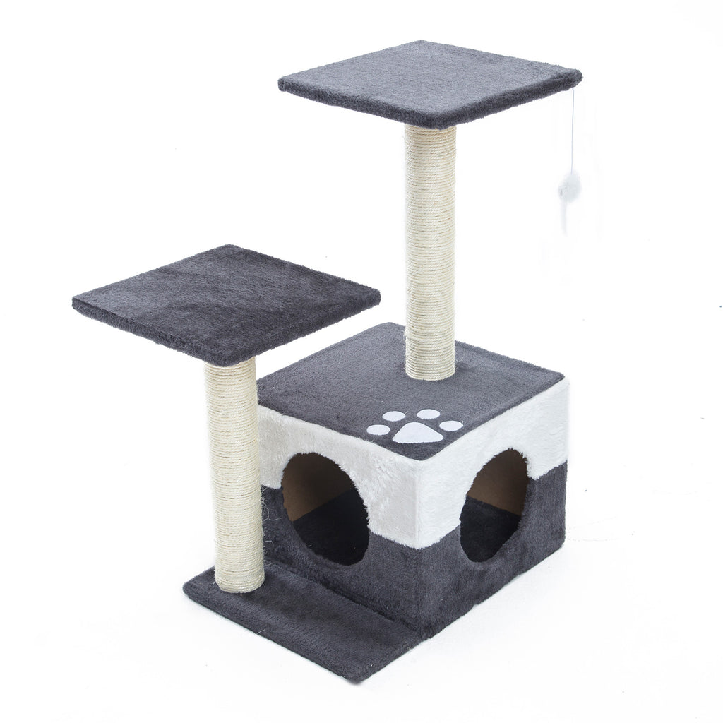 Paw Mate Cat Tree Multi Level Scratcher Mono 69cm - Grey