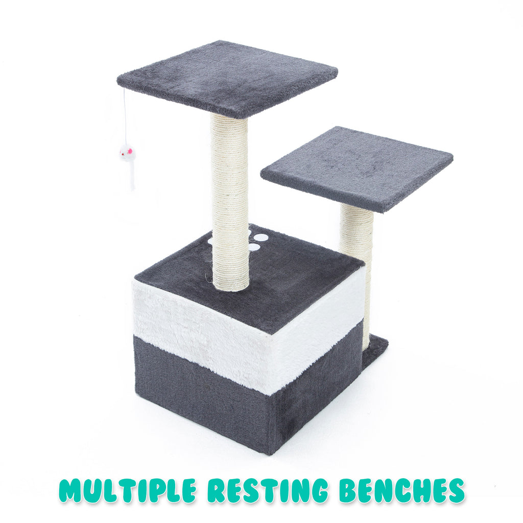 Paw Mate Cat Tree Multi Level Scratcher Mono 69cm - Grey