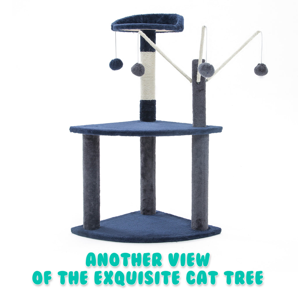 This Paw Mate cat play tree is the perfect solution to offer your feline a fun way to exercise, rest and scratch their nails! The tree has many different attractions for your cat so it will sure enjoy this amazing cat tree. The tree suits many different breeds so it is very versatile and also made using top quality materials for comfort and safety of your loved pet! - BLUE