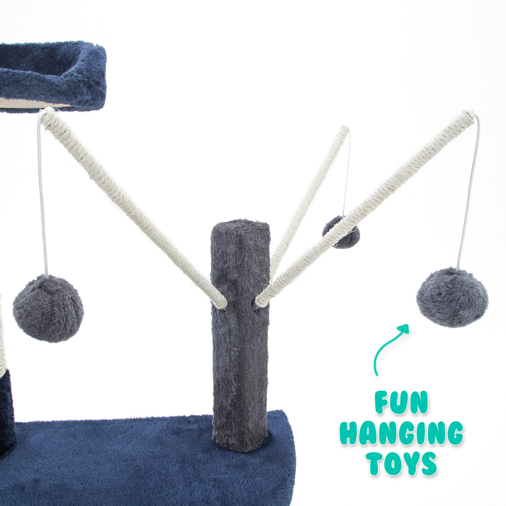 This Paw Mate cat play tree is the perfect solution to offer your feline a fun way to exercise, rest and scratch their nails! The tree has many different attractions for your cat so it will sure enjoy this amazing cat tree. The tree suits many different breeds so it is very versatile and also made using top quality materials for comfort and safety of your loved pet! - BLUE